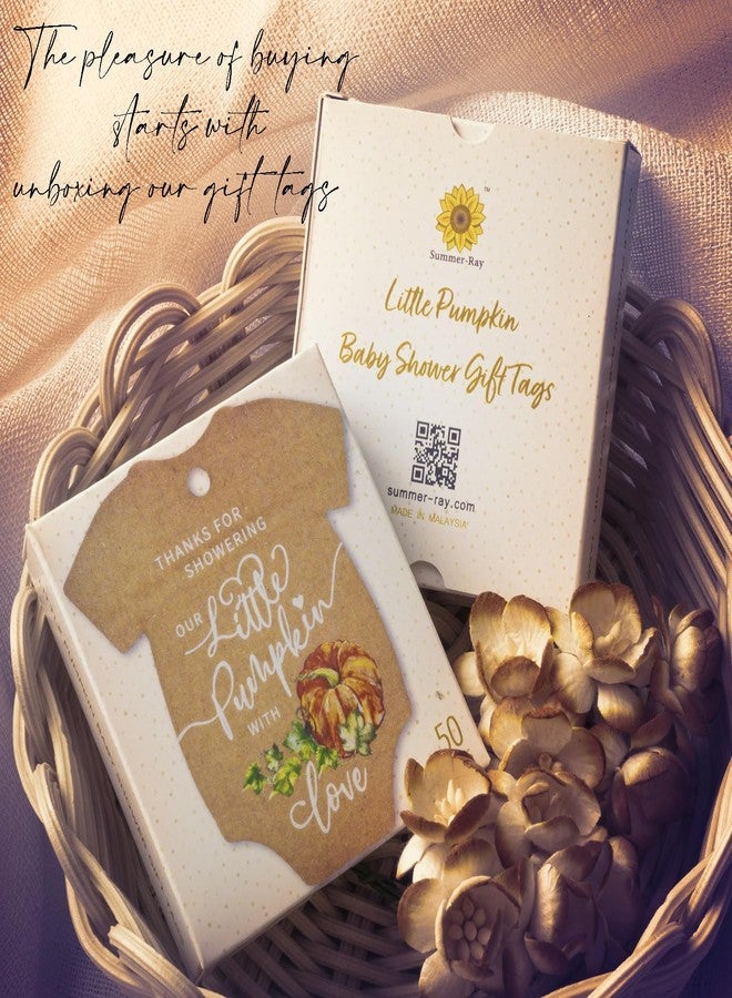 Summer-Ray.com Summer-Ray 50pcs Thanks for Showering Our Little Pumpkin with Love Baby Shower Thank You Gift Tags (Kraft Brown) - Image 5